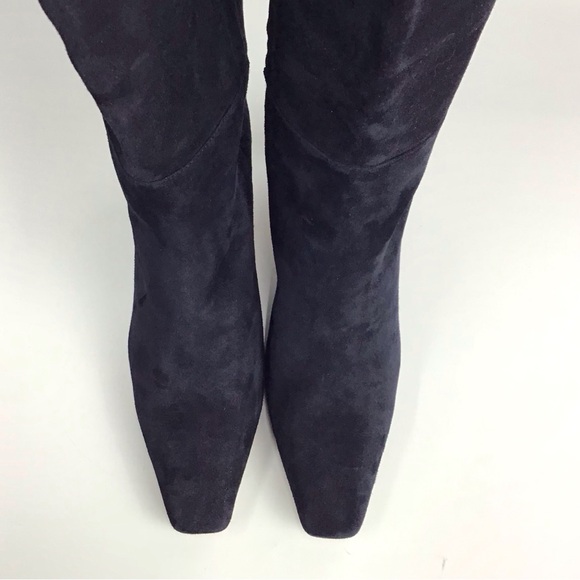 Lafayette 148 ADLEY Suede Block Heeled Knee High Boots Blue Sz 41 EU 11 … - Picture 6 of 16
